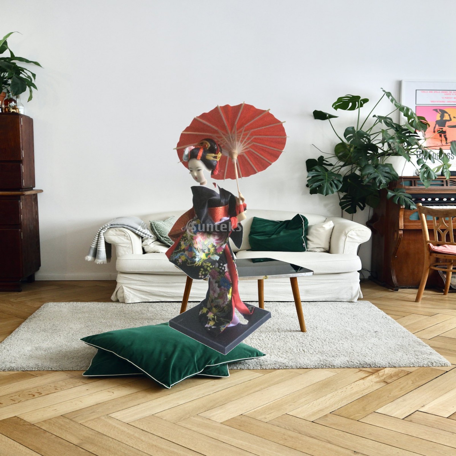 Home Office Japandi - Estátua Decorativa de Geisha Japonesa em