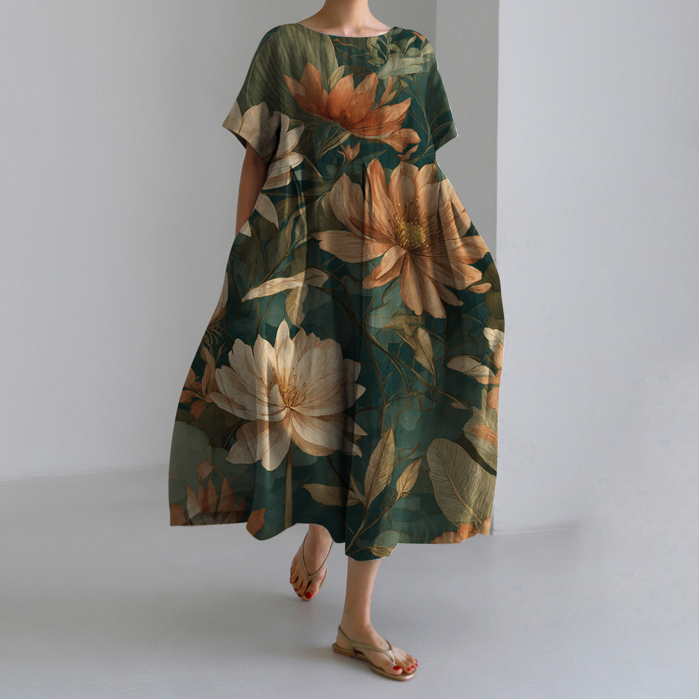 Home Office 2024 - 2024 Vestido vintage floral elegante feminino
