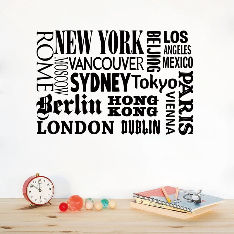 Home Office Quotes - Nova york londres paris citação adesivo