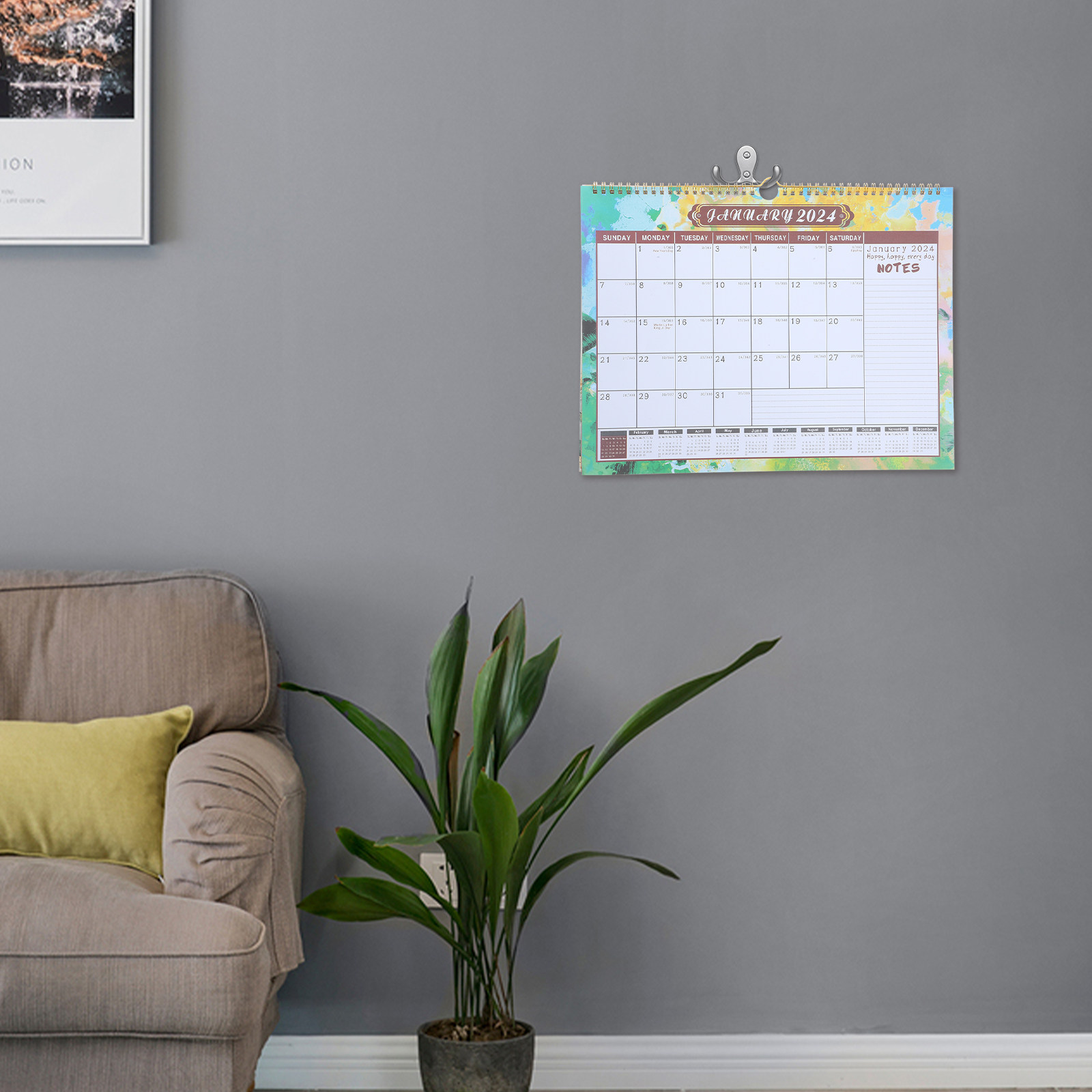 Home Office 2024 - Calendário de parede grande 2024, calendário