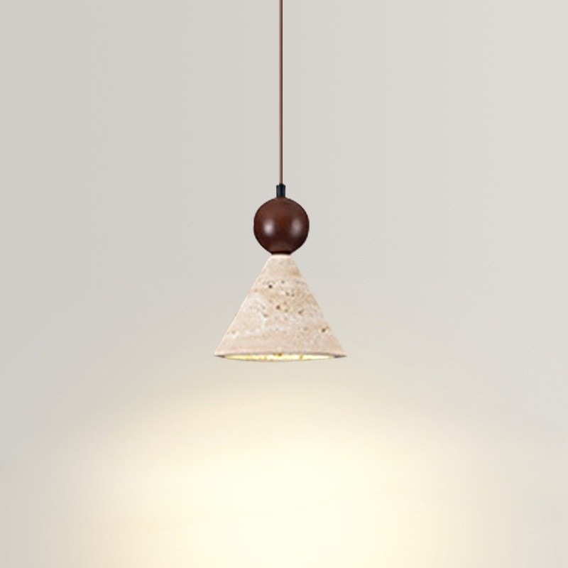 Home Office Japandi - Luminária Pendente Minimalista Japandi em Travertino