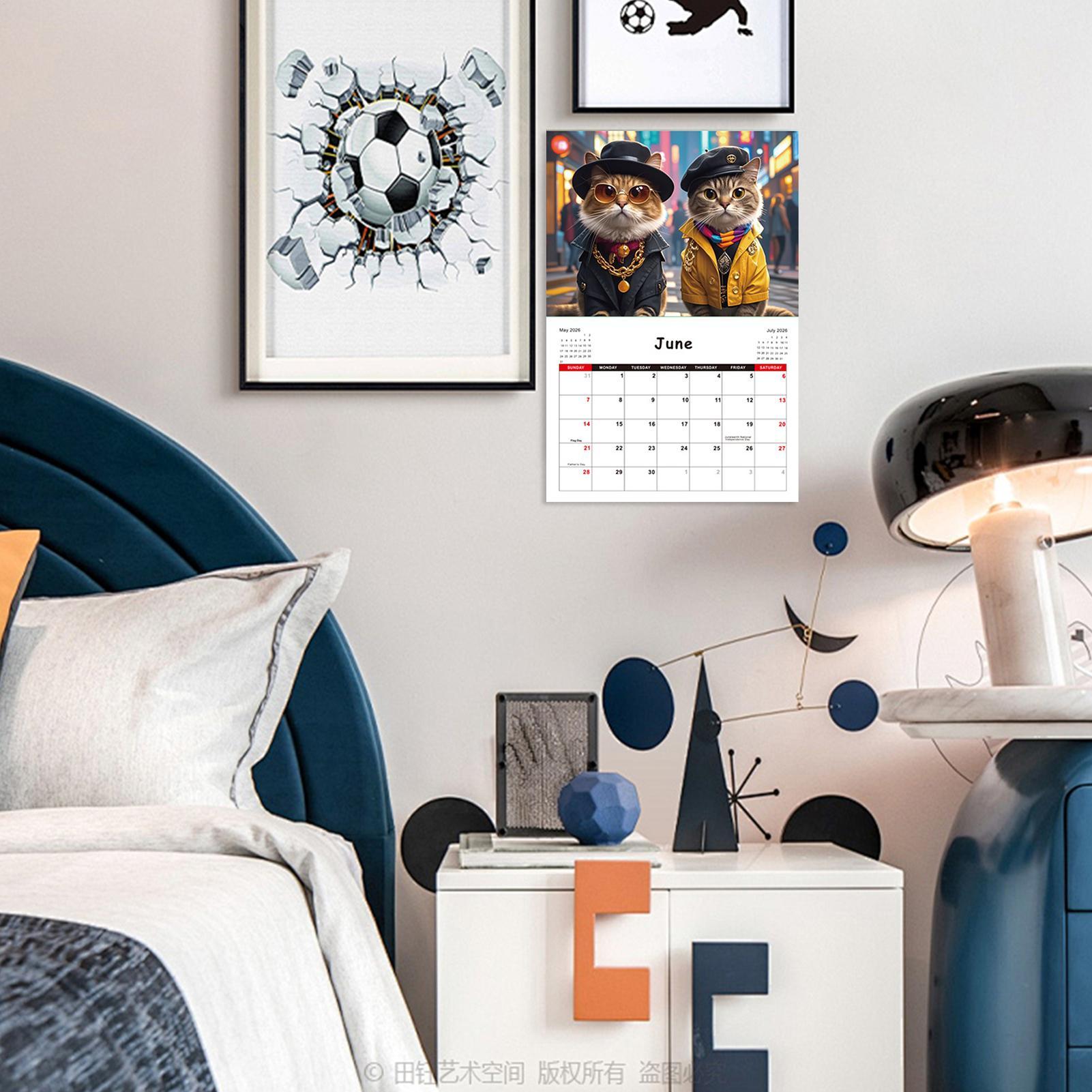 2026 calendário de parede gato - Home Office Wallpaper avaliação e preço