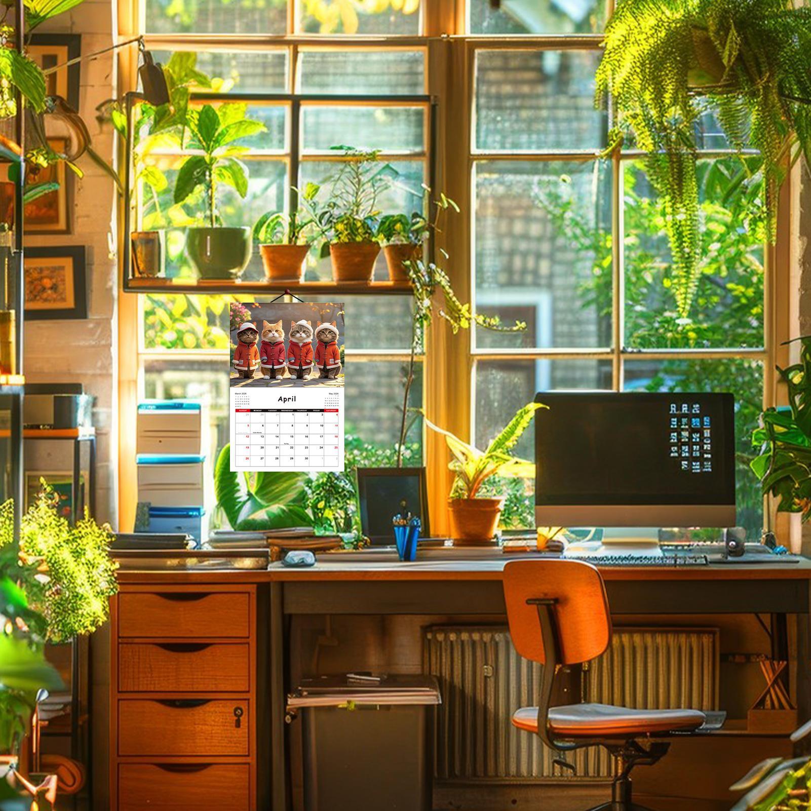 2026 calendário de parede gato - Home Office Wallpaper avaliação e preço