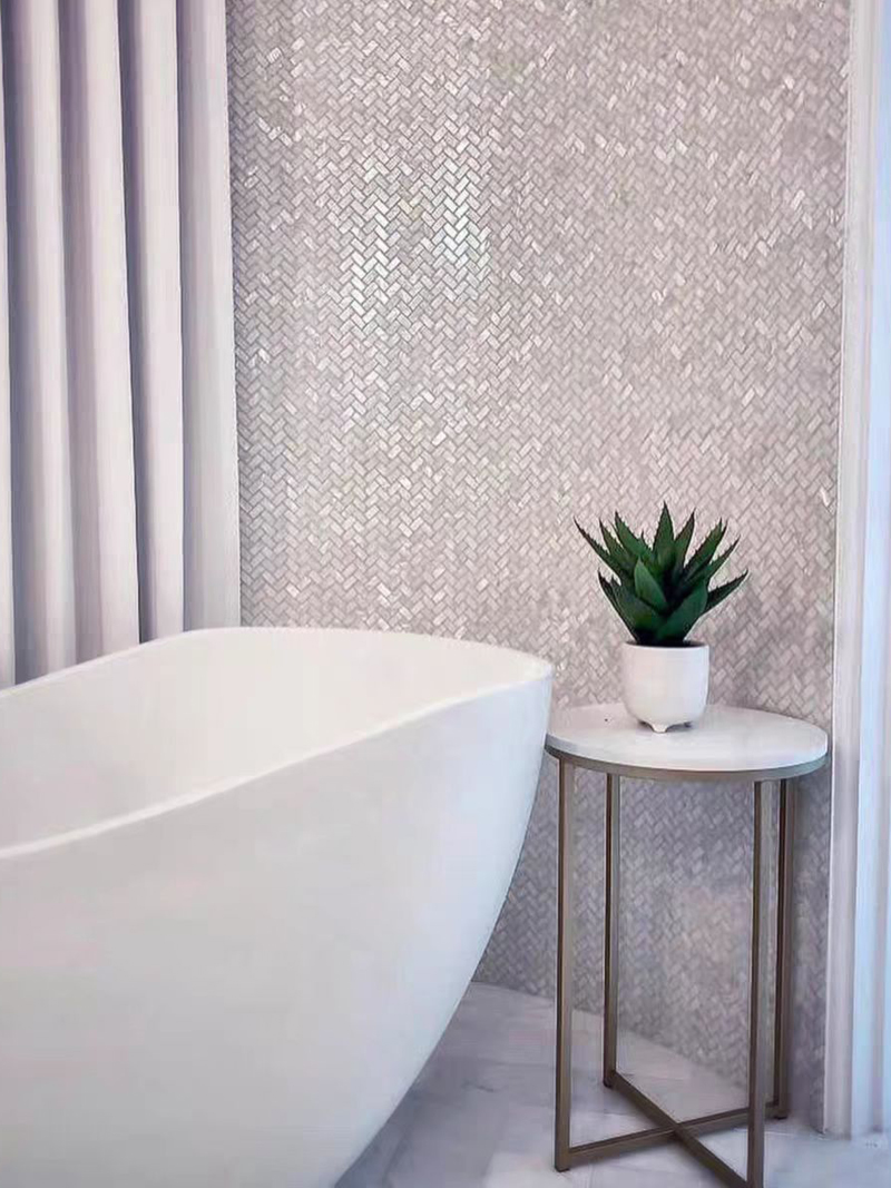 Azulejo de mosaico de concha b - Home Office Wallpaper avaliação e preço