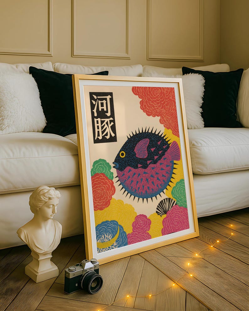 Pôster de Peixe-Balão Japonês  - Home Office Japandi avaliação e preço
